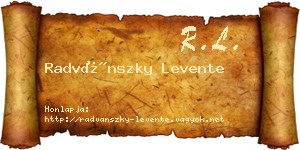 Radvánszky Levente névjegykártya