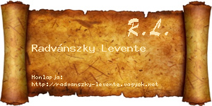 Radvánszky Levente névjegykártya